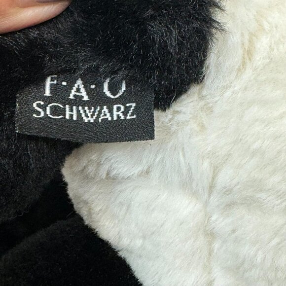 FAQ Schwarz Save the Earth Sitting Panda Bear Animal Plush Toy Black White - Picture 9 of 10